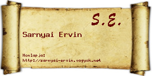 Sarnyai Ervin névjegykártya